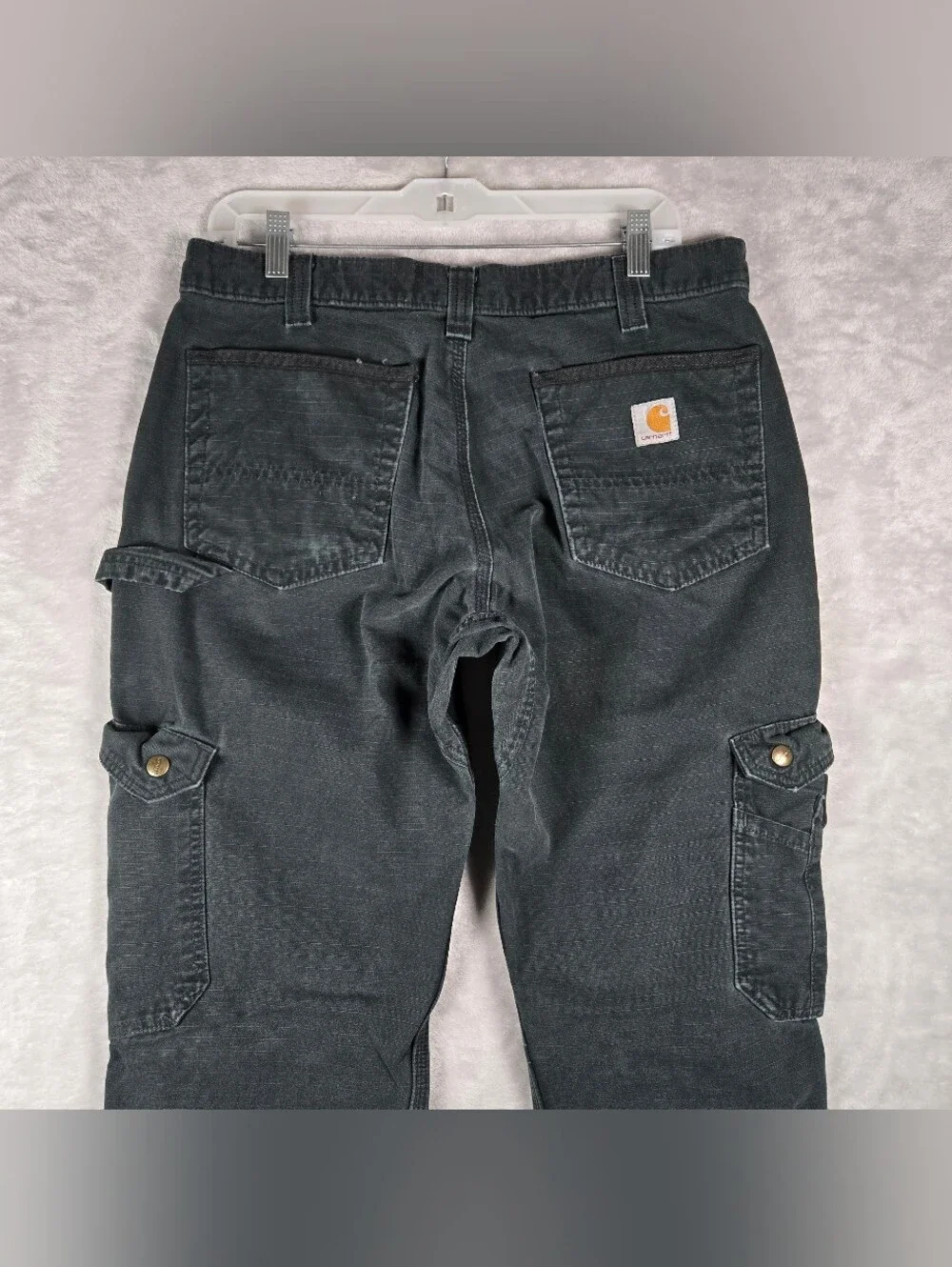 Carhartt Double Knee Cargo Pants Mens Size 34x30 Black Relaxed Fit Ripstop Y2K
